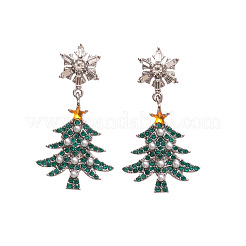 Orecchini pendenti in lega con strass e fiocco di neve a forma di albero di Natale&nbsp;FS-WGD6521-02