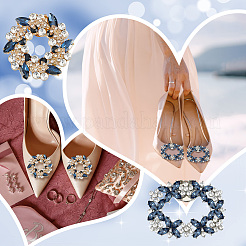 4 stücke 2 arten blume messing strass schuh dekorationen&nbsp;AJEW-GA0006-94B