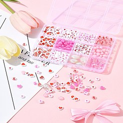 385 Stück undurchsichtige/transparente Acrylperlen mit Valentinstagsmotiv.&nbsp;MACR-FS0001-93