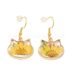 Ohrringe aus Legierung und getrockneten Blumen&nbsp;EJEW-Z169-01G-02