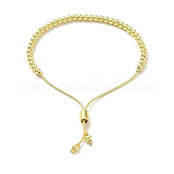 Runde Perlen-Schieberegler-Armbänder aus Messing für Damen&nbsp;BJEW-M232-01G-A