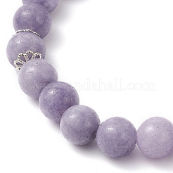 Pulseras elásticas de jade blanco natural teñido de 9 mm con cuentas redondas para mujer&nbsp;BJEW-JB12256-03