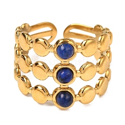 Naturales lapis lazuli anillos de dedo&nbsp;RJEW-Q822-44G-01