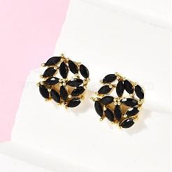Boucles d'oreilles en laiton avec zircone cubique de micro pave&nbsp;KK-F358-02G-03
