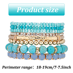 16 stücke 16 stil kristall strass & harz & glas saatperlen stretch-armbänder set&nbsp;BJEW-AN0001-15