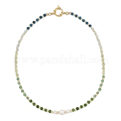 Colliers de perles de culture d'eau douce naturelles et de pierres précieuses aux couleurs dégradées&nbsp;NJEW-JN06316-01