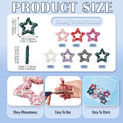 7 Stück 7 Stile Sternform Polymer Clay Strassperlen&nbsp;CLAY-BT0001-12
