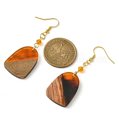 Boucles d'oreilles pendantes en résine et bois de noyer&nbsp;EJEW-JE05506-03