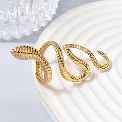 Anillos de acero inoxidable 304 con forma de serpiente para mujer&nbsp;RJEW-A091-15G