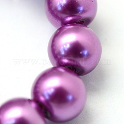 Hilos de cuentas redondas de perlas de vidrio nacaradas con pintura para hornear&nbsp;HY-Q003-10mm-16