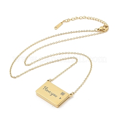 Colliers à chaîne rectangulaire en acier inoxydable 304 avec pendentif « Je t'aime »&nbsp;NJEW-H044-04G