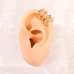 Boucles d'oreilles manchettes en laiton micro pavées de zircones cubiques transparentes à deux couches en forme de C&nbsp;EJEW-D328-05G-01