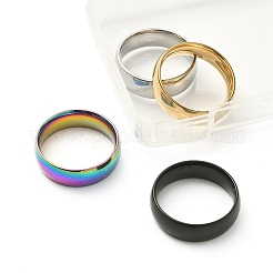 4 ensemble de bagues unies en acier inoxydable 201 de 4 couleurs pour femmes&nbsp;RJEW-YW0001-04