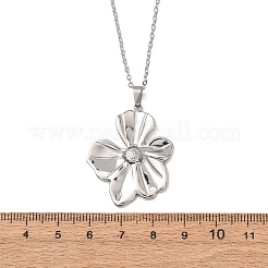 Colliers à pendentif fleur en acier inoxydable 304 avec chaîne câble pour hommes et femmes&nbsp;NJEW-K308-05F-P
