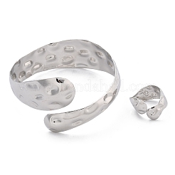 Armreif und Ring aus gehämmertem Eisen in Schlangenform&nbsp;SJEW-G085-01P