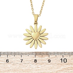 Colliers avec pendentif en forme de cœur et de fleur en acier inoxydable 304&nbsp;NJEW-M096-11G