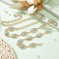 Ceintures synthétiques turquoise à maillons ovales&nbsp;AJEW-WH0314-128G