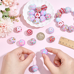 24 pieza de cuentas redondas de resina con rhinestone de 8 colores&nbsp;OACR-PA0002-14