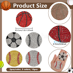 10 Stück 5 Stile Sportthema Glas Hotfix Strass&nbsp;DIY-NB0015-49