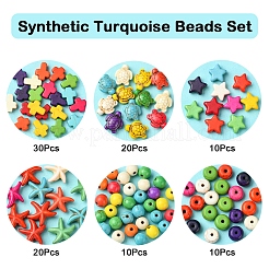 100 Stück 6 Stile synthetische türkise Perlen-Sets&nbsp;TURQ-FS0001-05