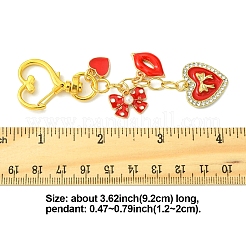 Valentinstag Herz Lip Bowknot Legierung Emaille Anhänger Dekoration&nbsp;HJEW-FS00029