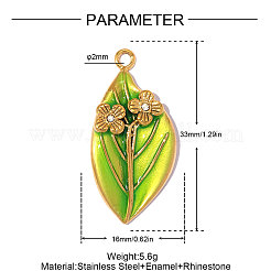 Pendentifs en acier inoxydable 304 émaillés&nbsp;STAS-OY014-10G