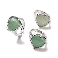 Verstellbarer Ring mit Edelsteinherzen&nbsp;RJEW-E265-01P