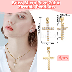 Ciondoli in ottone con micro pavé di zirconi trasparenti da 4 pezzo&nbsp;ZIRC-BBC0003-03G