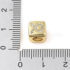 Micropave de latón transparente circonio cúbico cuentas europeas&nbsp;KK-K368-01G-02