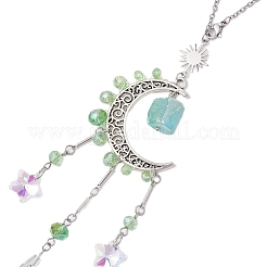 Ornamenti a forma di prisma appeso a finestra a forma di luna in lega&nbsp;HJEW-TA00284-02