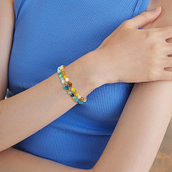 4 Stück 4 Stile Glas facettierte runde Perlen Stretch-Armbänder Set&nbsp;BJEW-TA0001-16