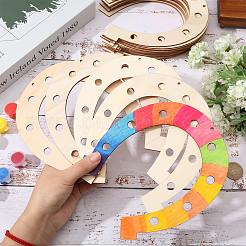 Adornos colgantes de madera con forma de herradura&nbsp;WOOD-WH034-90