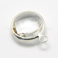 Colgantes de cristal de latón chapado en color plata&nbsp;GLAA-J018A-S