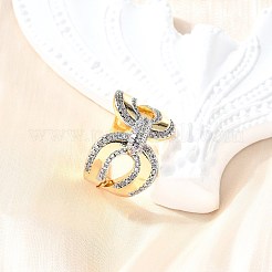 Micro ottone spianare anelli gemelli zirconi&nbsp;RJEW-V007-03GP