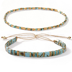 Set di 2 bracciale elastico e scorrevole con perline di vetro bohémien in 2 stili per donna&nbsp;VC8065-1
