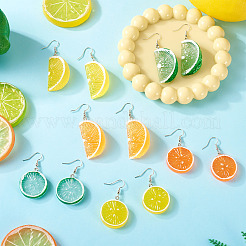 6 Paar baumelnde Ohrringe aus Messing mit Früchten&nbsp;EJEW-TAC00018