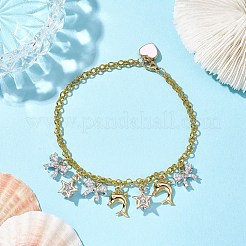 Braccialetti con ciondoli eanmel in lega di delfini e bowknot da spiaggia estiva&nbsp;BJEW-JB10382
