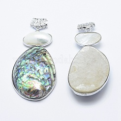 Messing Paua Muschel oval große Anhänger&nbsp;SSHEL-F0006-52-01