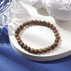 Bracelets extensibles en perles de bois de wengé naturel rond de 6.5 mm pour femmes&nbsp;BJEW-JB10426