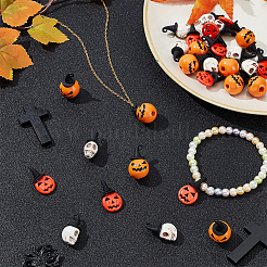 30 Stück 3 Stile Halloween gefärbte synthetische Türkis & Legierung Anhänger&nbsp;FIND-AR0005-28