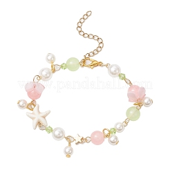 Charm-Armbänder aus synthetischen Türkisperlen&nbsp;BJEW-JB11849-01