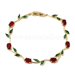 Bracciali a catena con maglie in ottone micro pavé di zirconi cubici per donna&nbsp;BJEW-D455-01G-07