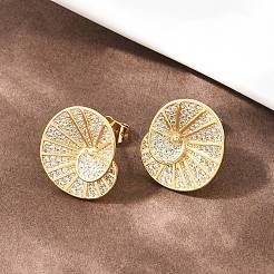 Latón micro pave aretes de circonita cúbica transparente&nbsp;EJEW-A151-02A-G