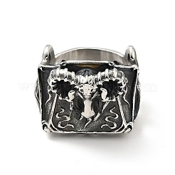Anillo de acero inoxidable 316 con forma de caverna para el dedo&nbsp;RJEW-C030-01C-AS