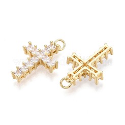 Ciondoli religiosi in ottone micro pavé con zirconi cubici trasparenti&nbsp;KK-T080-41G