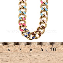 Collane con catena a maglie cubane smaltate in acciaio inossidabile 201 da 8 mm&nbsp;NJEW-H085-02G
