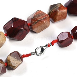 Colliers de perles en pépites de jaspe arc-en-ciel rouge naturel pour femmes et hommes&nbsp;NJEW-K388-01Q