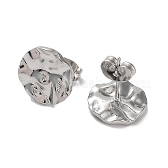 Clous d'oreilles ronds plats texturés en acier inoxydable 304 anti-ternissement pour femmes&nbsp;EJEW-P234-11P