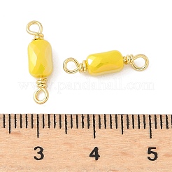 Dijes de conector rectangular facetado de vidrio galvanizado&nbsp;KK-C097-05G-01