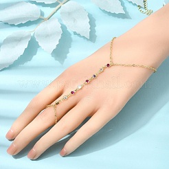 Bracelets mitaines en laiton avec micro pavé de zircons cubiques&nbsp;BJEW-C156-01G-01